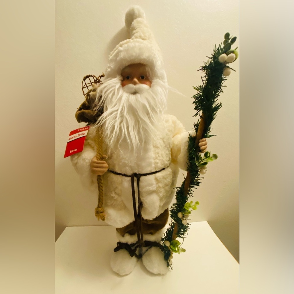 Festive White Santa Claus Holiday Figurine